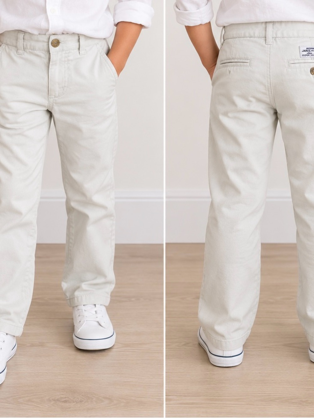 Janie and Jack Boys White Chino Pants Size 6 Adjustable Waist
